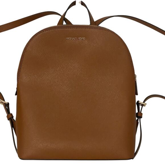 Michael Kors Cindy Large Backpack Womens Luggage Brown Saffiano Leather Bag - Picture 4 of 12